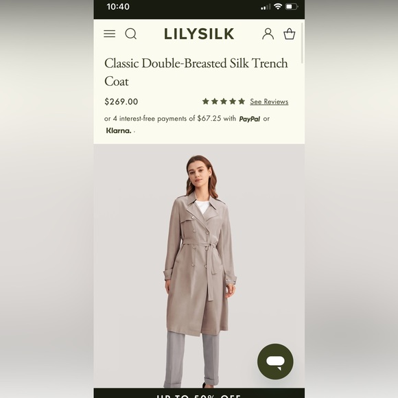 LilySilk trench coat SMALL size - Picture 1 of 4